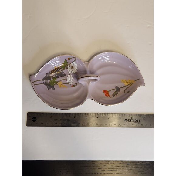 Beautiful Vintage Toko Japan Two-Sided Ceramic Trinket Tray Dish, 10"w Lavender - Picture 11 of 11